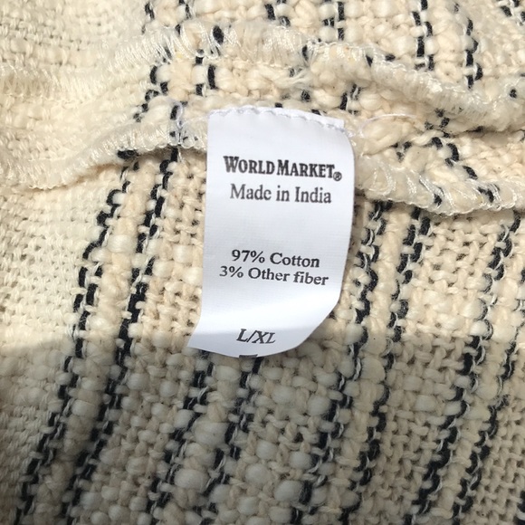 🚨B2G1 WORLD MARKET Cream Blue Gold Fringed Sequined Cardigan - Picture 9 of 9